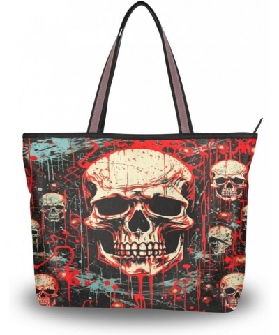 Women Tote Bags Halloween Skull Top Handle Satchel Handbags Shoulder Bag for Shopping 20848726 $9.66 Satchels