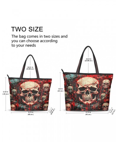 Women Tote Bags Halloween Skull Top Handle Satchel Handbags Shoulder Bag for Shopping 20848726 $9.66 Satchels