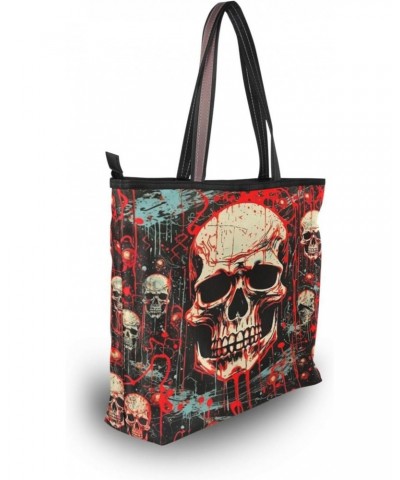 Women Tote Bags Halloween Skull Top Handle Satchel Handbags Shoulder Bag for Shopping 20848726 $9.66 Satchels