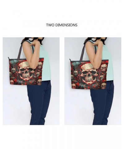 Women Tote Bags Halloween Skull Top Handle Satchel Handbags Shoulder Bag for Shopping 20848726 $9.66 Satchels