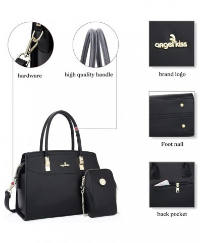 Purses and Handbags for Women Fashion Satchel Top Handle Work Tote Bags Crossbody Hobo Shoulder Bag with Matching Wallet Blac...