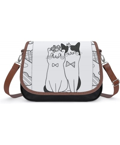 Printed Crossbody Bag Shoulder Bag PU Leather Women's Designer Satchels Stripes Shorthair Cat Color5 $29.99 Satchels