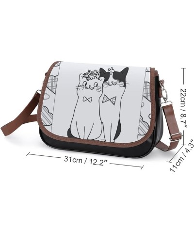 Printed Crossbody Bag Shoulder Bag PU Leather Women's Designer Satchels Stripes Shorthair Cat Color5 $29.99 Satchels