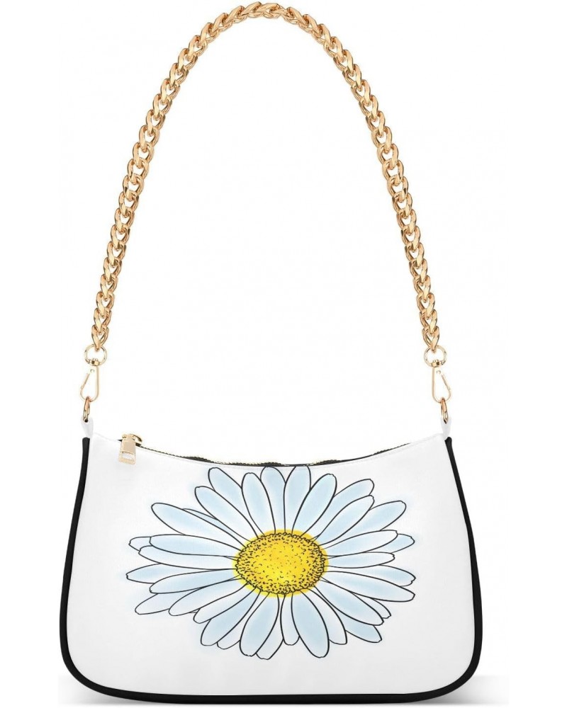 Women Shoulder Bag Daisy Flower Lightweight Clutch Handbags Casual Tote Handbags $17.99 Totes