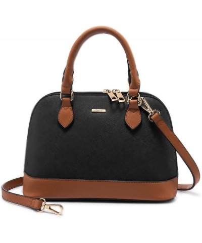 Small Crossbody Bags for Women Classic Double Zip Top Handle Dome Satchel Bag Shoulder Purse Black/Brown $30.82 Satchels