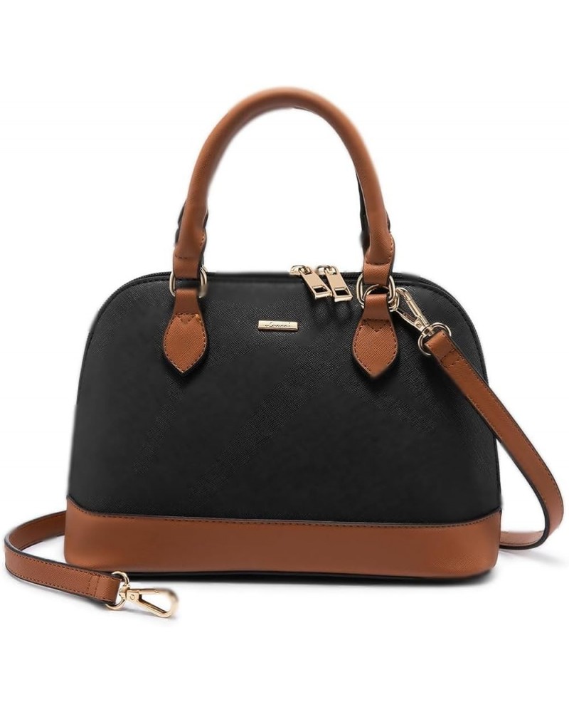 Small Crossbody Bags for Women Classic Double Zip Top Handle Dome Satchel Bag Shoulder Purse Black/Brown $30.82 Satchels