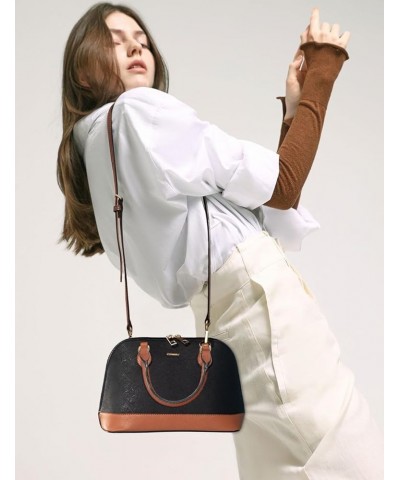 Small Crossbody Bags for Women Classic Double Zip Top Handle Dome Satchel Bag Shoulder Purse Black/Brown $30.82 Satchels