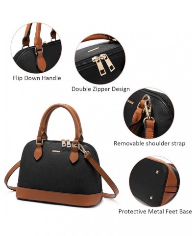 Small Crossbody Bags for Women Classic Double Zip Top Handle Dome Satchel Bag Shoulder Purse Black/Brown $30.82 Satchels