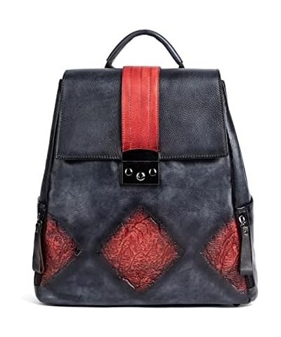 Women's Vintage Leather Backpack Handle Shoulder Bag (Black) Black $54.00 Backpacks