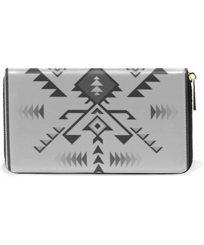 Abstract Geometric Seamless Black White Silver Glitter Rectangles Leather Long Wallet Organizer with Zipper Purse Clutch Bag ...