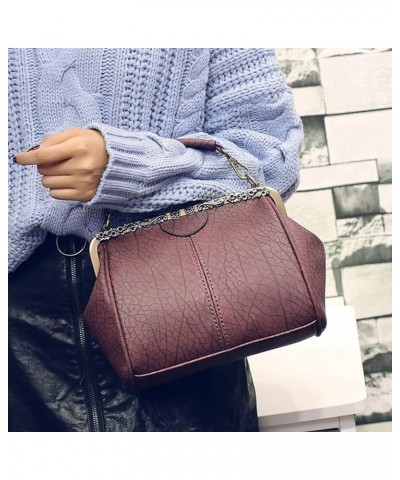 Vintage Hollow Handbag for Women Leather Shoulder Bag Evening Clutch Bag Kiss Lock Closure Crossbody Bag Purse Wine $24.48 Ev...