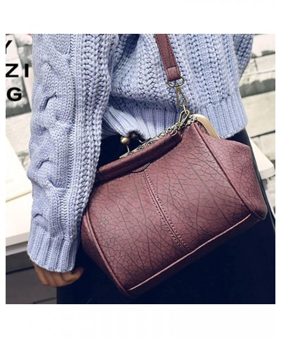 Vintage Hollow Handbag for Women Leather Shoulder Bag Evening Clutch Bag Kiss Lock Closure Crossbody Bag Purse Wine $24.48 Ev...