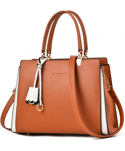 Women Elegant Handbag Classic Top-handle Purses Leather Tote Shoulder Satchels Orange $19.98 Totes