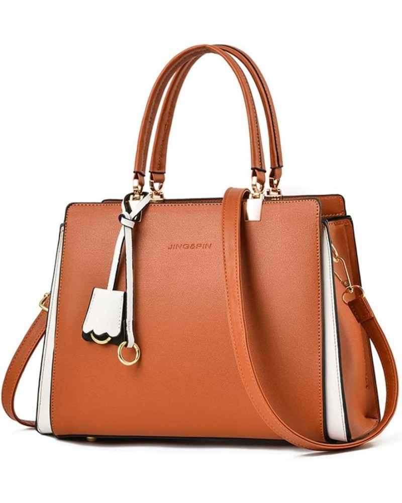 Women Elegant Handbag Classic Top-handle Purses Leather Tote Shoulder Satchels Orange $19.98 Totes