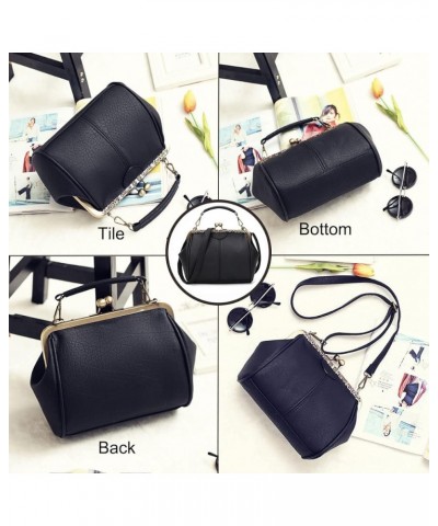 Vintage Hollow Handbag for Women Leather Shoulder Bag Evening Clutch Bag Kiss Lock Closure Crossbody Bag Purse Wine $24.48 Ev...