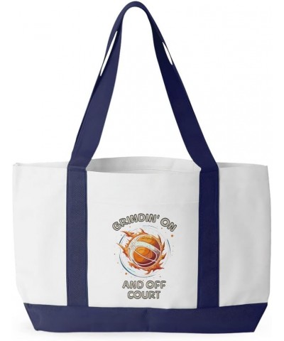 Chasin' Championships and Diploma Cruiser Tote Bag - Basketball Lovers Bags - Gifts for Sports Fans White Navy $18.90 Totes