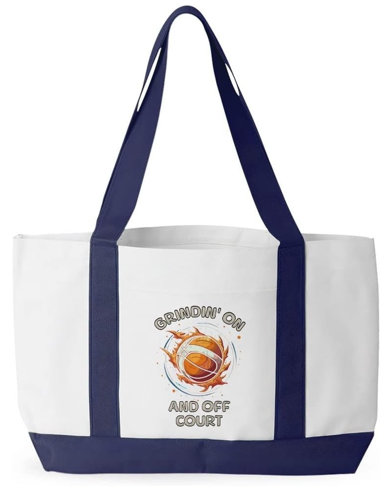 Chasin' Championships and Diploma Cruiser Tote Bag - Basketball Lovers Bags - Gifts for Sports Fans White Navy $18.90 Totes