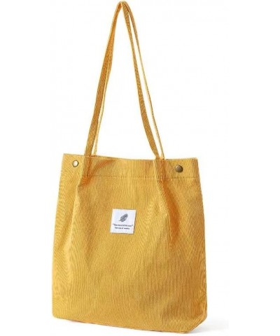 Women Corduroy Tote Bag Zipper Casual Tote's Handbag Big Capacity Shoulder Bag with Pockets 02-yellow $9.89 Totes