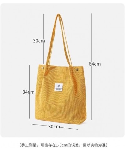 Women Corduroy Tote Bag Zipper Casual Tote's Handbag Big Capacity Shoulder Bag with Pockets 02-yellow $9.89 Totes