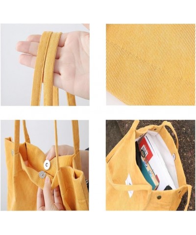 Women Corduroy Tote Bag Zipper Casual Tote's Handbag Big Capacity Shoulder Bag with Pockets 02-yellow $9.89 Totes