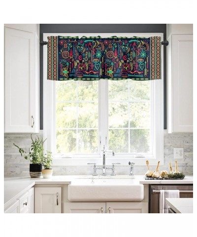 Geometric Window Curtain Valance for Kitchen Windows/Bathroom/Living Room/Bedroom Privacy Decorative Rod Pocket Short Window ...