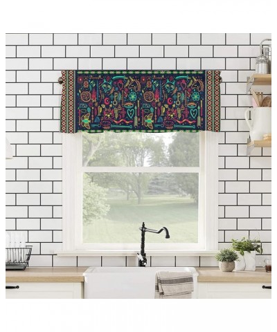 Geometric Window Curtain Valance for Kitchen Windows/Bathroom/Living Room/Bedroom Privacy Decorative Rod Pocket Short Window ...