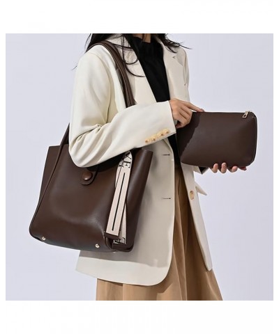 Tote Bag for Women Leather Handbag Designer Top Handle Satchel Handbag Large Capacity Shoulder Bag for Work Shopping Brown $3...