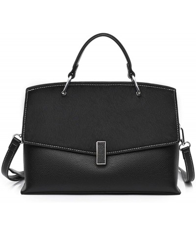 Women's Top Handle Satchel Shoulder Bag - Horsehair Leather Crossbody Tote, Office Business Tote(Black) Daban $30.78 Totes