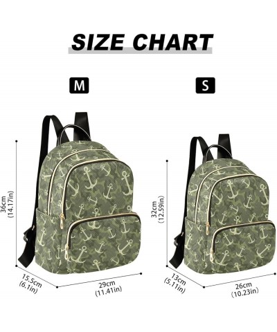 Mini Backpack for Women, Nchor on Camouflage Background Travel Backpack Purse for Ladies, Small Bookbag Daypack Shoulder Bag ...