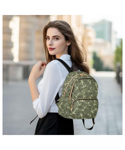 Mini Backpack for Women, Nchor on Camouflage Background Travel Backpack Purse for Ladies, Small Bookbag Daypack Shoulder Bag ...