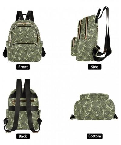 Mini Backpack for Women, Nchor on Camouflage Background Travel Backpack Purse for Ladies, Small Bookbag Daypack Shoulder Bag ...