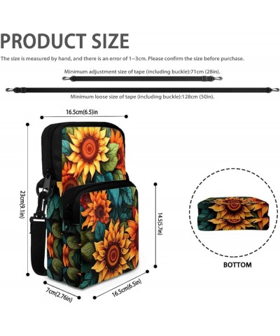 Small Crossbody Bag for Women Men Gifts Double Zipper Pockets Messenger Handbag Purse Sunflower Painting $10.35 Crossbody Bags