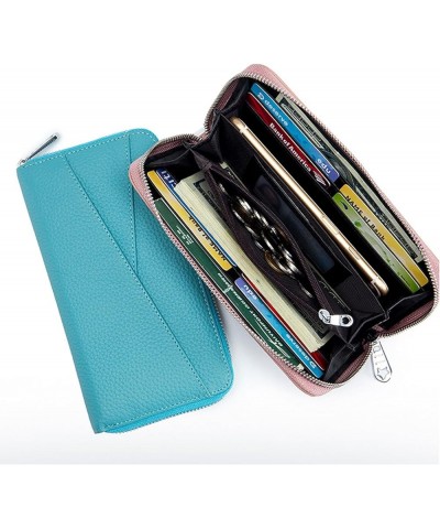 Womens Genuine Leather Wallet RFID Blocking Leather Zip Around Wallet Travel Long Purse Zip Around Credit Card Holder Phone W...