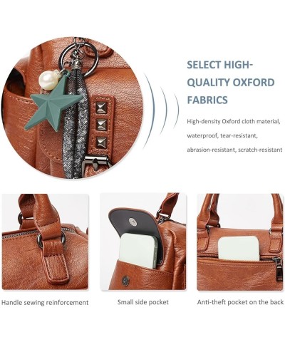 Crossbody Bags for Women Vintage Shoulder Bag Multiple Pockets Handbags PU Leather Top Handle Bags Small Satchel Bag Brown Bl...