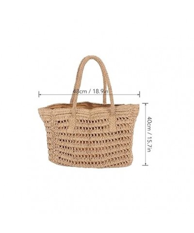 Straw Handbag, Zipper Inner Pocket Straw Beach Bag Double Handle Woven for Holiday (Brown) Brown $15.53 Handbags