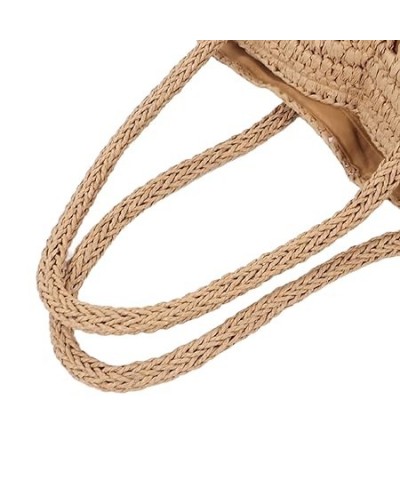 Straw Handbag, Zipper Inner Pocket Straw Beach Bag Double Handle Woven for Holiday (Brown) Brown $15.53 Handbags