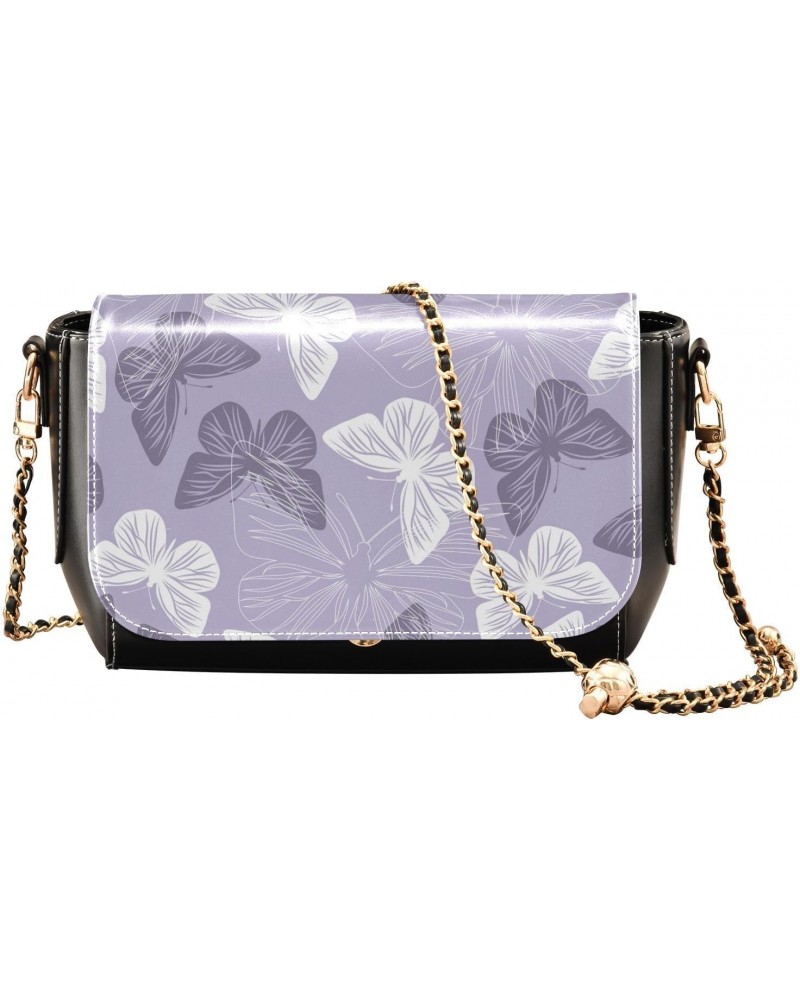 Retro Purple Butterfly Crossbody Bags for Women, Trendy Small Shoulder Bag, PU Leather Clutch Purse Underarm Handbag Satchel ...