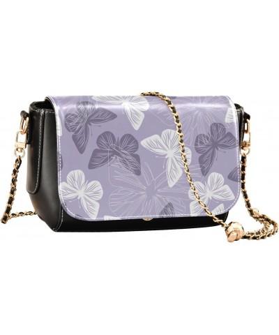 Retro Purple Butterfly Crossbody Bags for Women, Trendy Small Shoulder Bag, PU Leather Clutch Purse Underarm Handbag Satchel ...