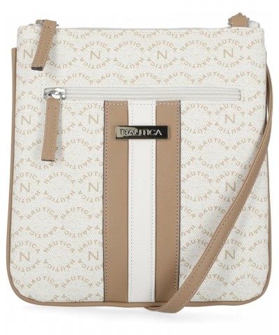 Lakeside Signature Jaquard North South Crossbody Bag Porthole White $17.06 Crossbody Bags