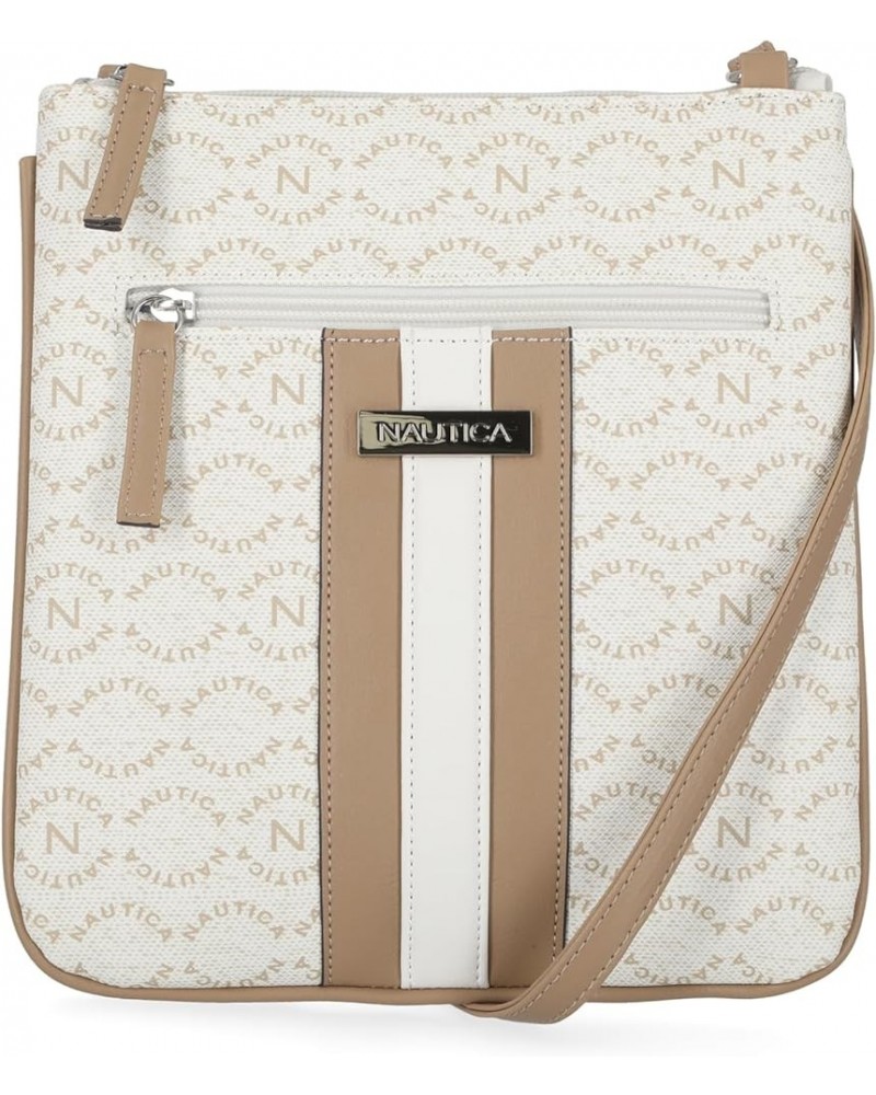 Lakeside Signature Jaquard North South Crossbody Bag Porthole White $17.06 Crossbody Bags