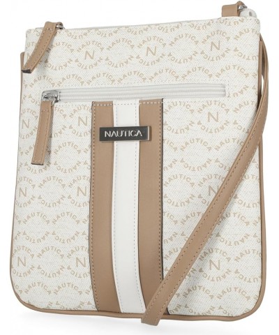 Lakeside Signature Jaquard North South Crossbody Bag Porthole White $17.06 Crossbody Bags