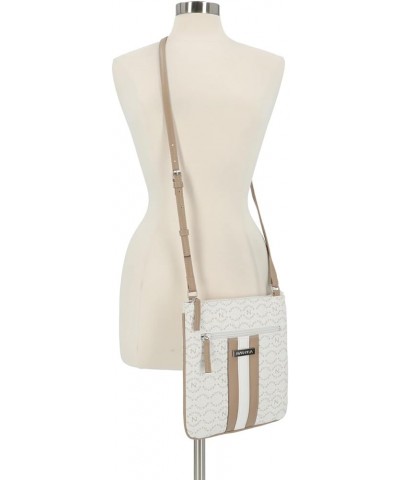 Lakeside Signature Jaquard North South Crossbody Bag Porthole White $17.06 Crossbody Bags