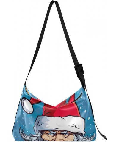 Nebula Space Shoulder Bag Crossbody Men Crossbody Bags Shoulder Bag for Men Leather Tote Christmas Santa Blue $15.90 Hobo Bags