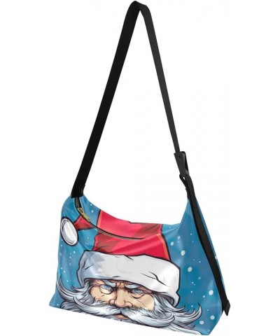 Nebula Space Shoulder Bag Crossbody Men Crossbody Bags Shoulder Bag for Men Leather Tote Christmas Santa Blue $15.90 Hobo Bags