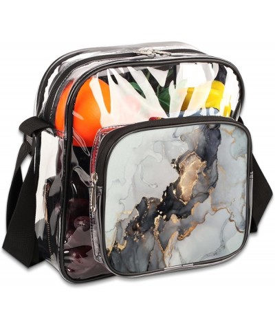 Flamingo Stripes Stadium-Approved Clear Crossbody Bag with Colorful Print Design Gold Ink $10.56 Crossbody Bags