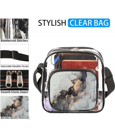 Flamingo Stripes Stadium-Approved Clear Crossbody Bag with Colorful Print Design Gold Ink $10.56 Crossbody Bags