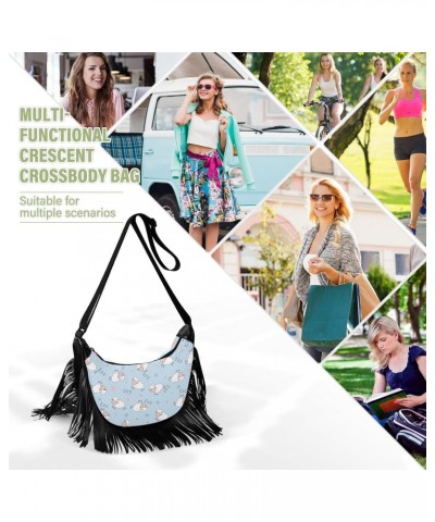 Sheep Print Tassel Crossbody Bag with Adjustable Strap and Zipper Crossbody Handbag for Women $13.16 Crossbody Bags