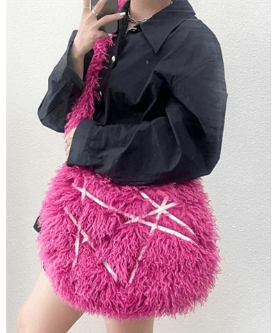 Fluffy Shoulder Bag for Women Y2k Tote Bag Hobo Bag Faux Fur Crossbody Bag Purse Fashion Large Sling Handbag Black1 $38.04 Totes