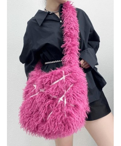 Fluffy Shoulder Bag for Women Y2k Tote Bag Hobo Bag Faux Fur Crossbody Bag Purse Fashion Large Sling Handbag Black1 $38.04 Totes