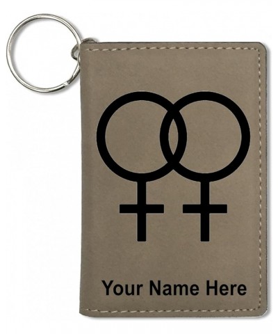 ID Holder Wallet, Double Female Symbol, Personalized Engraving Included (Teal) Light Brown $12.32 Wallets